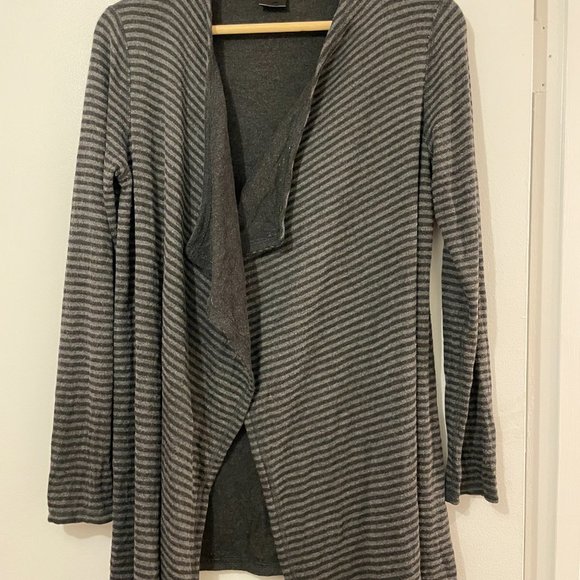 Eileen Fisher Open Front Reversible Striped Cardigan - Picture 3 of 4
